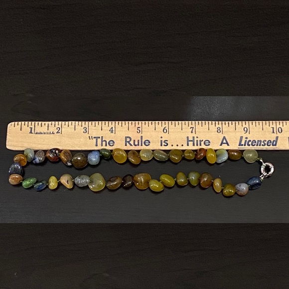 Vintage Green/Multi Semi-Precious Stone Gemstone Beaded Necklace - Picture 9 of 11
